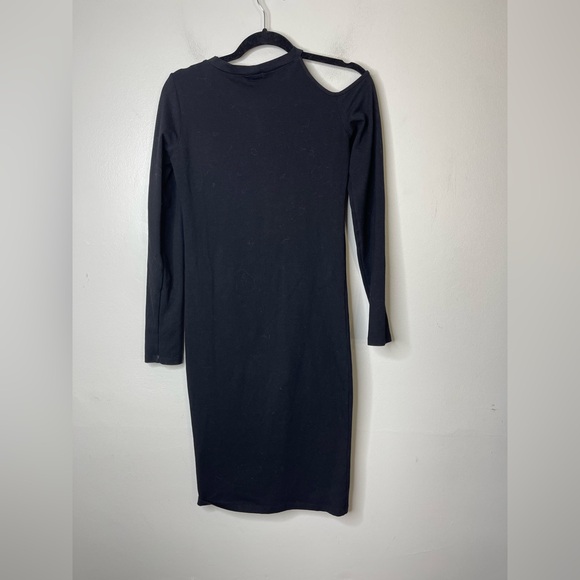 Monrow NWOT Black Cotton Jersey knit Cut Out Shoulder Dress S USA Minimalist - Picture 7 of 10